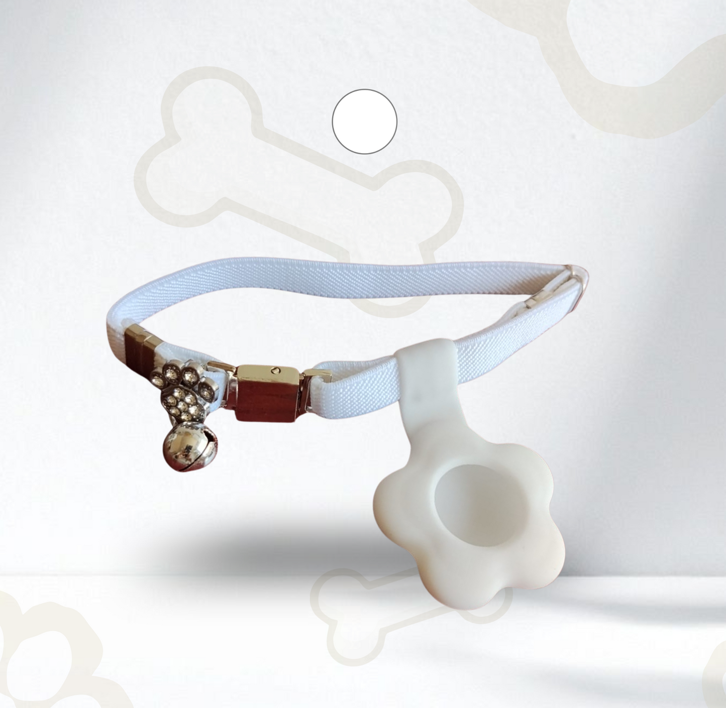 Collar elástico ajustable con placa y funda para tag